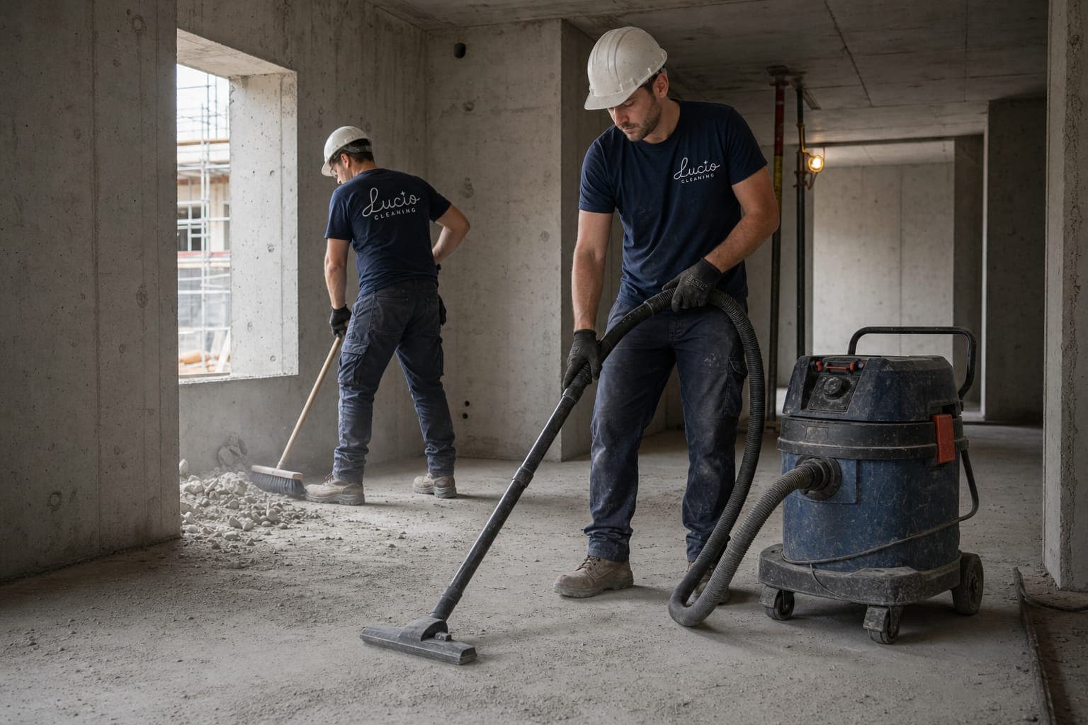 Aspirator industrial folosit pe șapa unui apartament în execuție